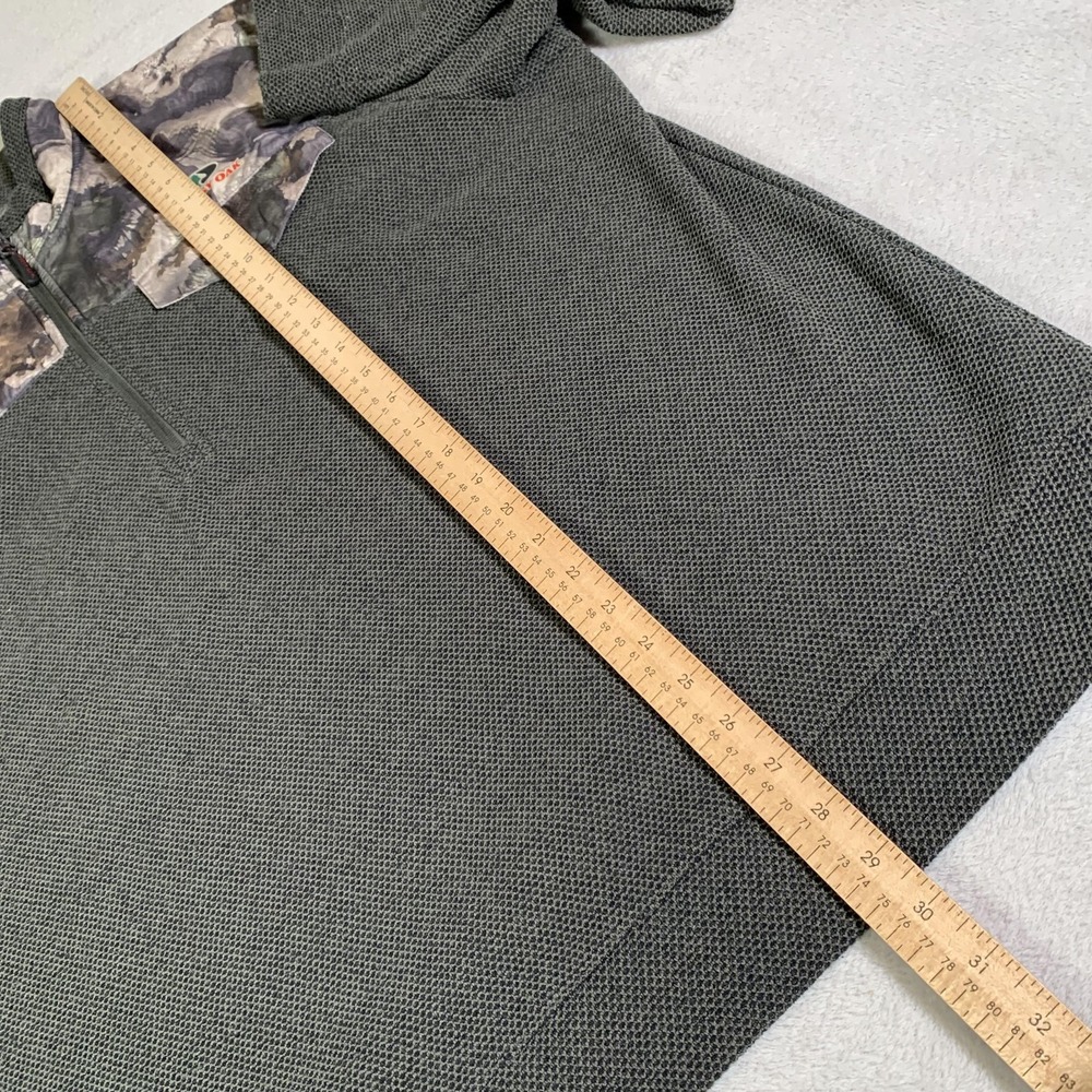 Mossy Oak Sweatshirt Mens XL Gray‎ Green Mock Neck 1/4 Zip Fleece Camo Pullover - Picture 5 of 12